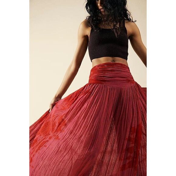 NWT FREE PEOPLE X JENS PIRATE BOOTY Sz XS LAPIS MAXI SKIRT - Picture 3 of 3